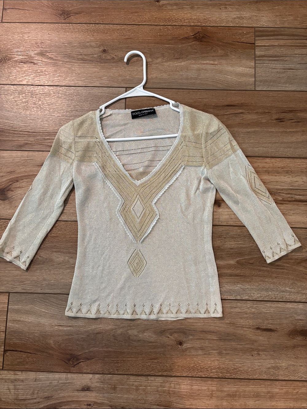 Designer Dolce & Gabbana Lightweight Gold/Cream Sweater